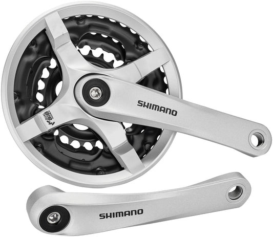 Shimano FC-TY501 Kurbelgarnitur 6/7/8-fach 42-34-24 Zähne mit Kettenschutzring silber