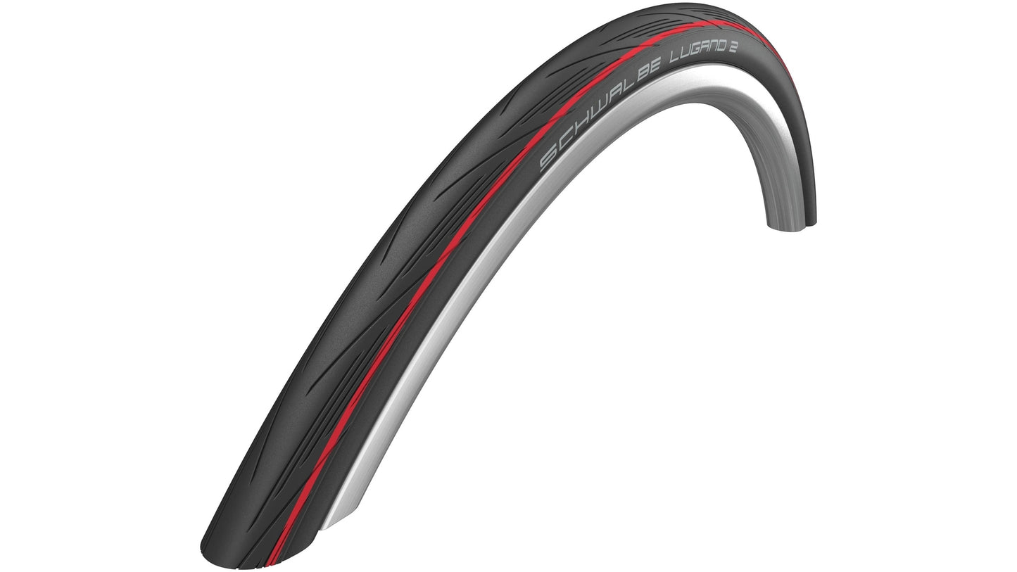 Schwalbe Lugano II Active Line 25-622 (700 x 25C), schwarz / rot, faltbar, 280 g Reifen