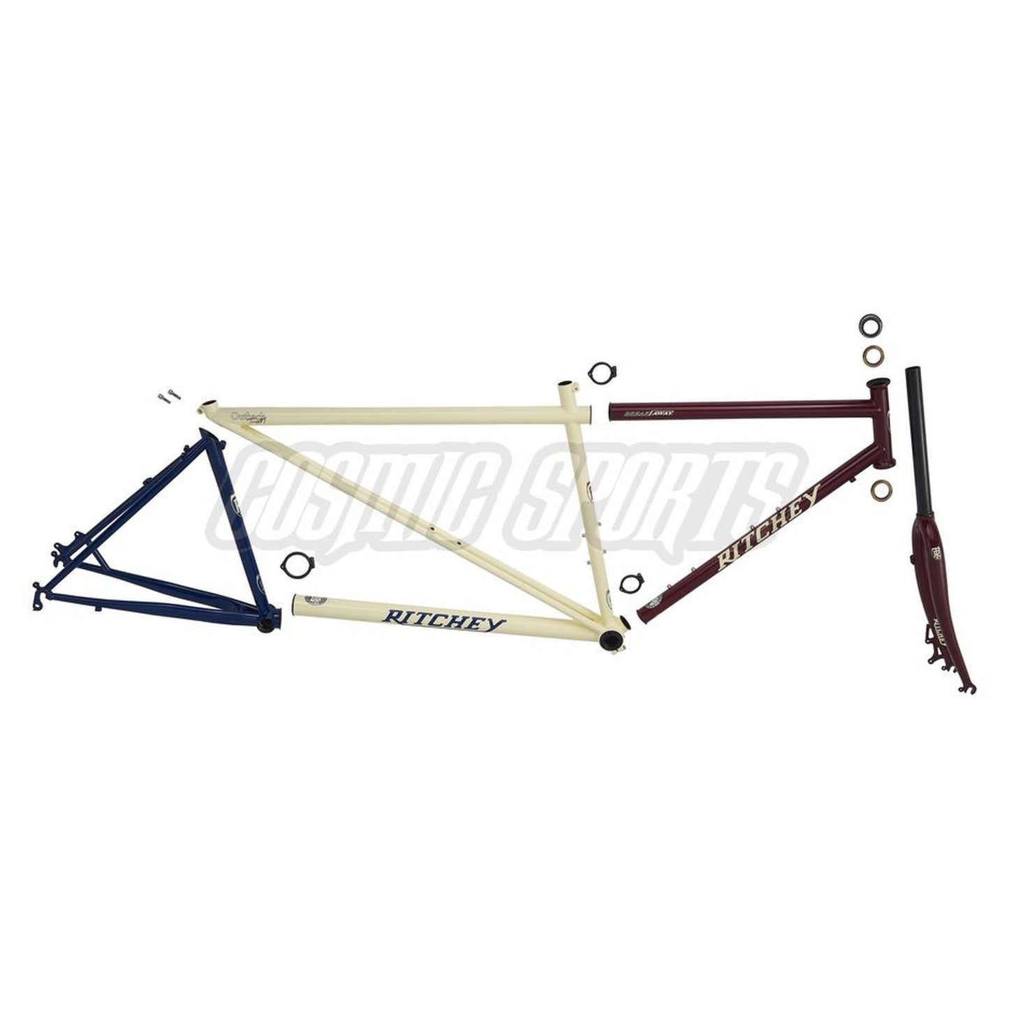 Ritchey Outback TandM Break Away Rahmenkit, 650B/700C, merlot/creme/indigo